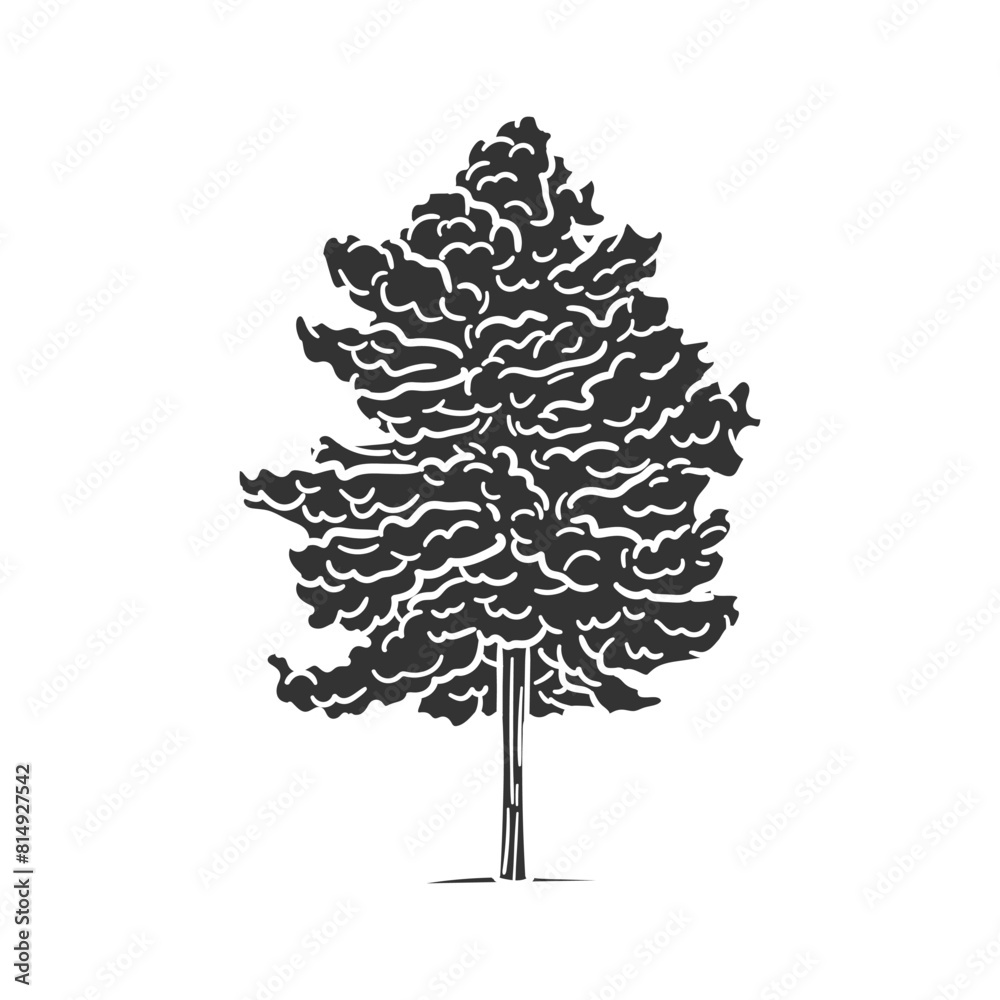 Poster pine tree icon silhouette illustration. forest vector graphic pictogram symbol clip art. doodle sket