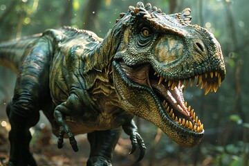 Digital image of  image of a trex in the forest, high quality, high resolution