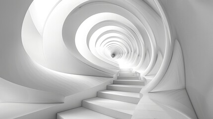 Obraz premium white spiral staircase background
