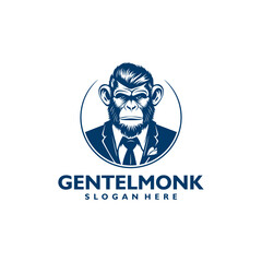 Gentle monkey with suit logo vector illustration