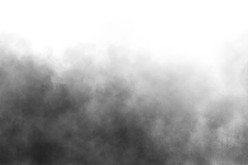 Black smoke texture on a transparent black background.  PNG. Steam explosion special effect. Effective texture of steam, fog, smoke png