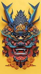 Fototapeta premium Japanese mask with paper craft 