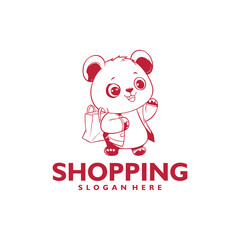 Shopping panda logo vector illustration