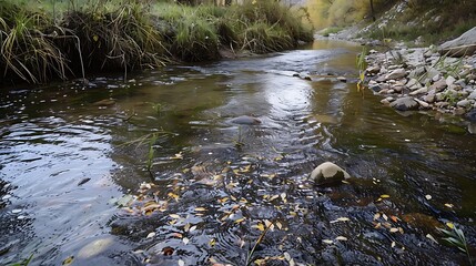 Beautiful River Restoration: Transforming Pollution to Pristine Waters - Environmental Conservation Efforts Result in a Clean and Serene River Landscape - Concept of Environmental Restoration and Sust