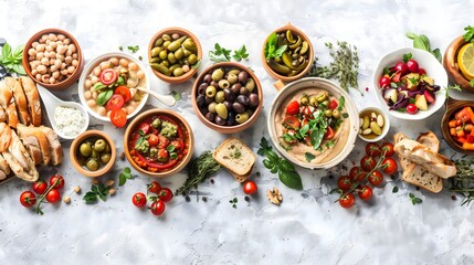 Tapas background, banner style, menu card, seasonal menu, olives, hummus, vegan