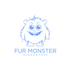 Fur monster logo vector illustration
