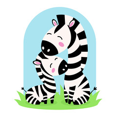Baby and mother zebra