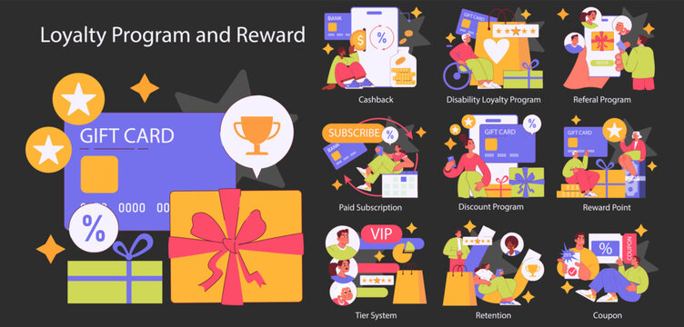 Loyalty Program And Reward. Flat Vector Illustration