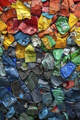 Close up on Textures of Mixed Recyclables, Promoting Waste Reduction, Clean and Vibrant