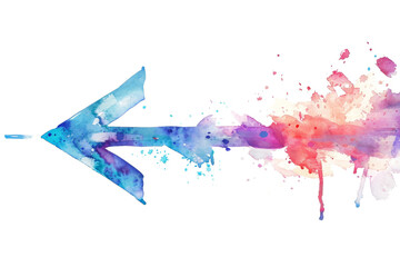 Obraz premium Colorful watercolor arrow pointing to the left.
