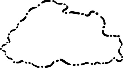 dash line doodle drawing of bhutan map.