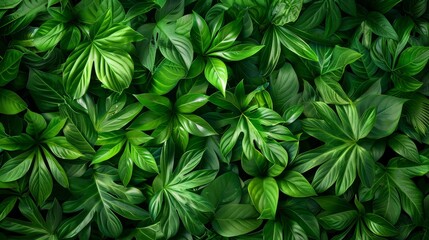 A captivating, close-up image of thriving, vibrant emerald tropical plant leaves creates a mesmerizing pattern effect, highlighting the lush beauty of nature and the importance of a healthy