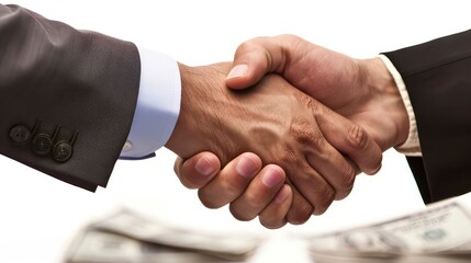 Businessmen shaking hands in a successful business deal against , signifying partnership, agreement, and professional collaboration, ideal for corporate and business concepts. Generative ai