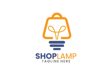 Lamp shop Modern Flat Unique logo template and Minimalist shop bulb logo template design