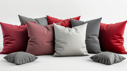 Assorted Red, Grey, and White Pillows