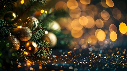 Christmas sparkling background with beautiful bokeh and space for copy  
