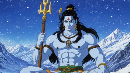 Lord Shiva Illustration Anime Generated