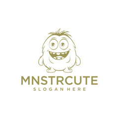 Fur monster logo vector illustration