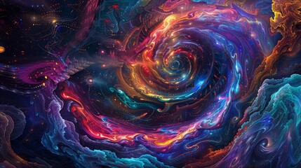 Sensation of being engulfed in psychedelic whirlwind backdrop