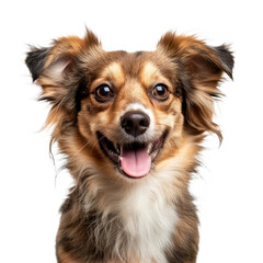 Cute  Puppy dog portrait smile that looking at the camera, isolated on a transparent background, PNG file, graphic design, graphic resource.