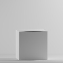 blank white box paper a front view 3d render 