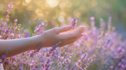 A Hand Holding Lavender Blooms