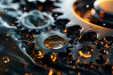 Metal gears with dynamic oil splashes