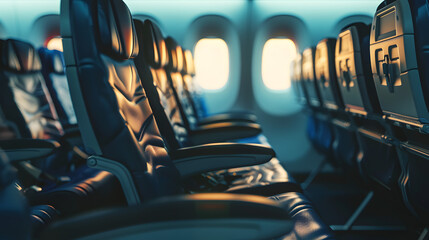 seats in modern empty airplane