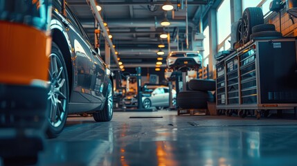 car service shop with copy space, banner concept Automotive Maintenance