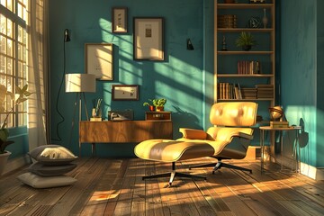 Living room interior mock up architecture furniture