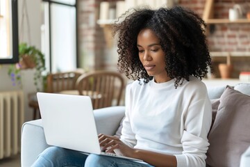 Image of smart positive woman in casual clothing