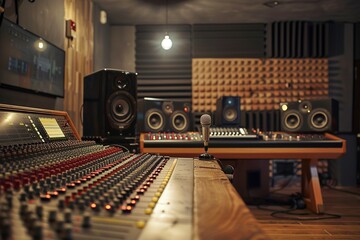 Modern Recording Studio With Microphone and Sound