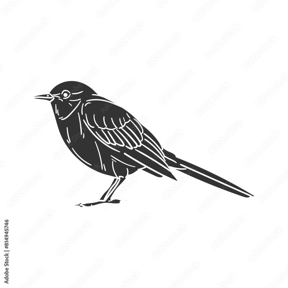 Poster Mockingbird Icon Silhouette Illustration. Bird Vector Graphic Pictogram Symbol Clip Art. Doodle Sketch Black Sign.