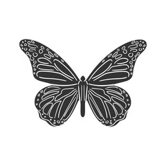 Monarch Butterfly Icon Silhouette Illustration. Insects Vector Graphic Pictogram Symbol Clip Art. Doodle Sketch Black Sign.