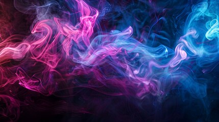 Dynamic abstract art featuring swirling smoke in vivid shades of pink and blue, creating a visually striking composition.
