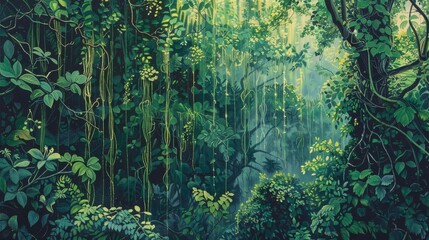 Foliage and vines a verdant jungle scene backdrop