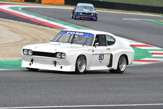 Scarperia, 2 April 2023: Ford Capri RS 3100 Cologne 1974 in action during Mugello Classic 2023 at Mugello Circuit in Italy.