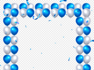 Balloons header background. Celebration party banner card with colourful balloons. frame template