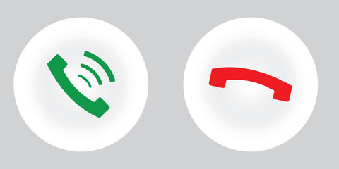 Phone call accept and decline icons. vector illustration.