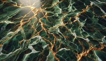 Green marble with intricate veins of gold and white