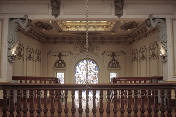 Fototapeta premium interior of a victorian house with stained glass window