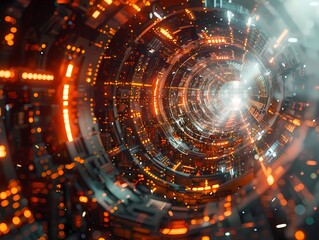 Obraz premium Immerse yourself in the mesmerizing journey through the cosmic wormhole, where vibrant energies collide and celestial wonders unfold