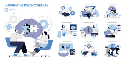 Integrative Psychotherapy. Flat Vector Illustration
