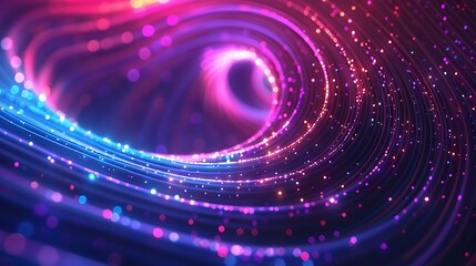 Spiral Swirl Neon Pixel Wave Pattern Abstract 5G Exploding Fiber Optic Funnel Technology Background 