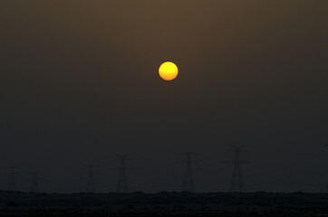 Sun at Dusk in the Dessert, United Arab Emirates