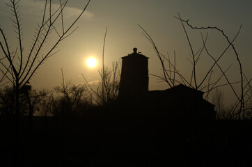 Sunset in a rural village of Spain