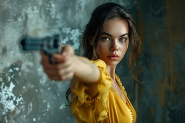 Obraz premium Photo Portrait Attractive Young Woman