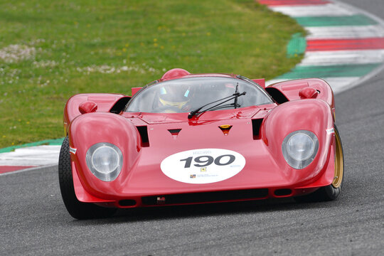 Scarperia, 2 April 2023: Ferrari 312 P year 1969 ex Pedro Rodriguez in action during Mugello Classic 2023 at Mugello Circuit in Italy.