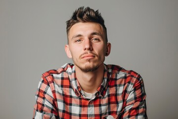 Fototapeta premium Photo Impressed Man With Short Haircut