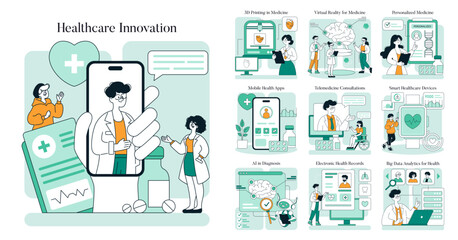 Healthcare Innovation. Flat Vector Illustration